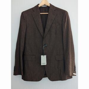 NWT 0909 Luxury Designer Brown Checked Sport Coat IT 48 US 38 Italian Blazer